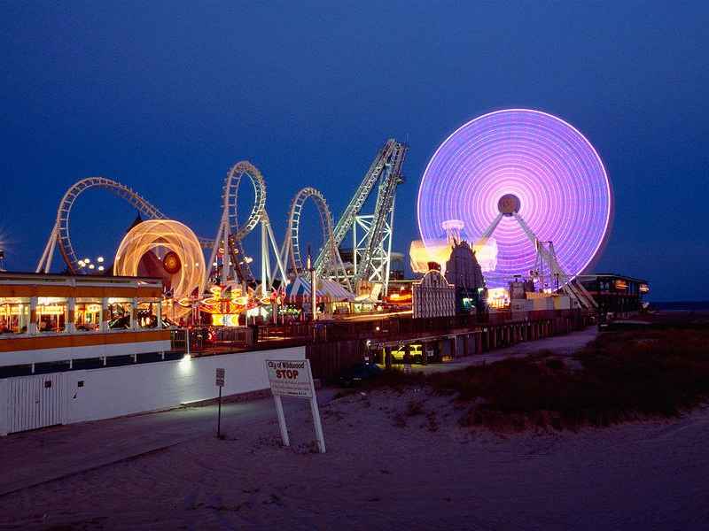 Wildwood boardwalk at night